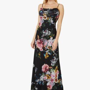 NWT Black Floor Length Floral Dress
